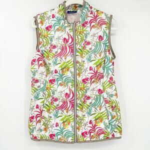 Daily Sports Womens Outdoor Tropical Lightweight Full Zip Floral Golf Vest Large